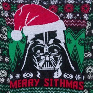 Small - Mens Darth Vader Pullover Holiday Sweater - Black